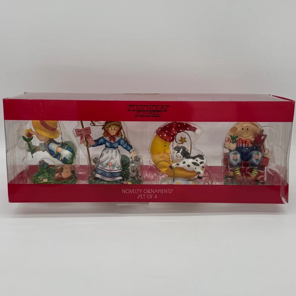 St Nicholas Square Mother Goose Nursery Rhyme Ornaments Set of 4 Flawed Box
